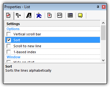 This image shows the Sort checkbox under the Settings of the List Object