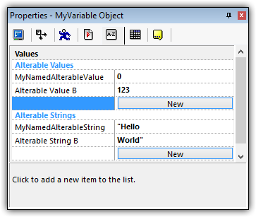 Image of an active object's property tab